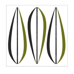 Kylpyhuone - Kaakelitarrat - Kaakelitarra, Leaves Olive/Black (6kpl)